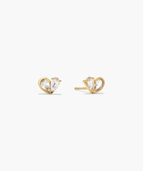 Two of Hearts Studs-18k Gold Vermeil / Lab Grown White Sapphire
