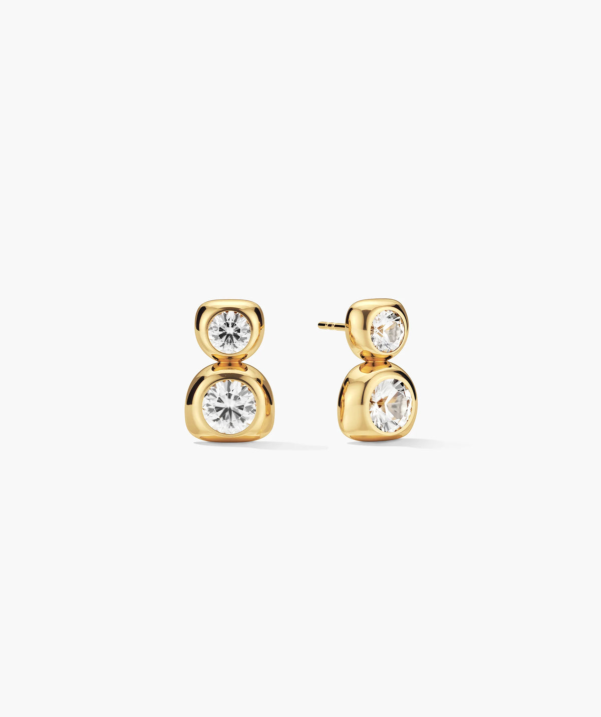 InÃ¨s Drop Studs-18k Gold Vermeil / Lab Grown White Sapphire