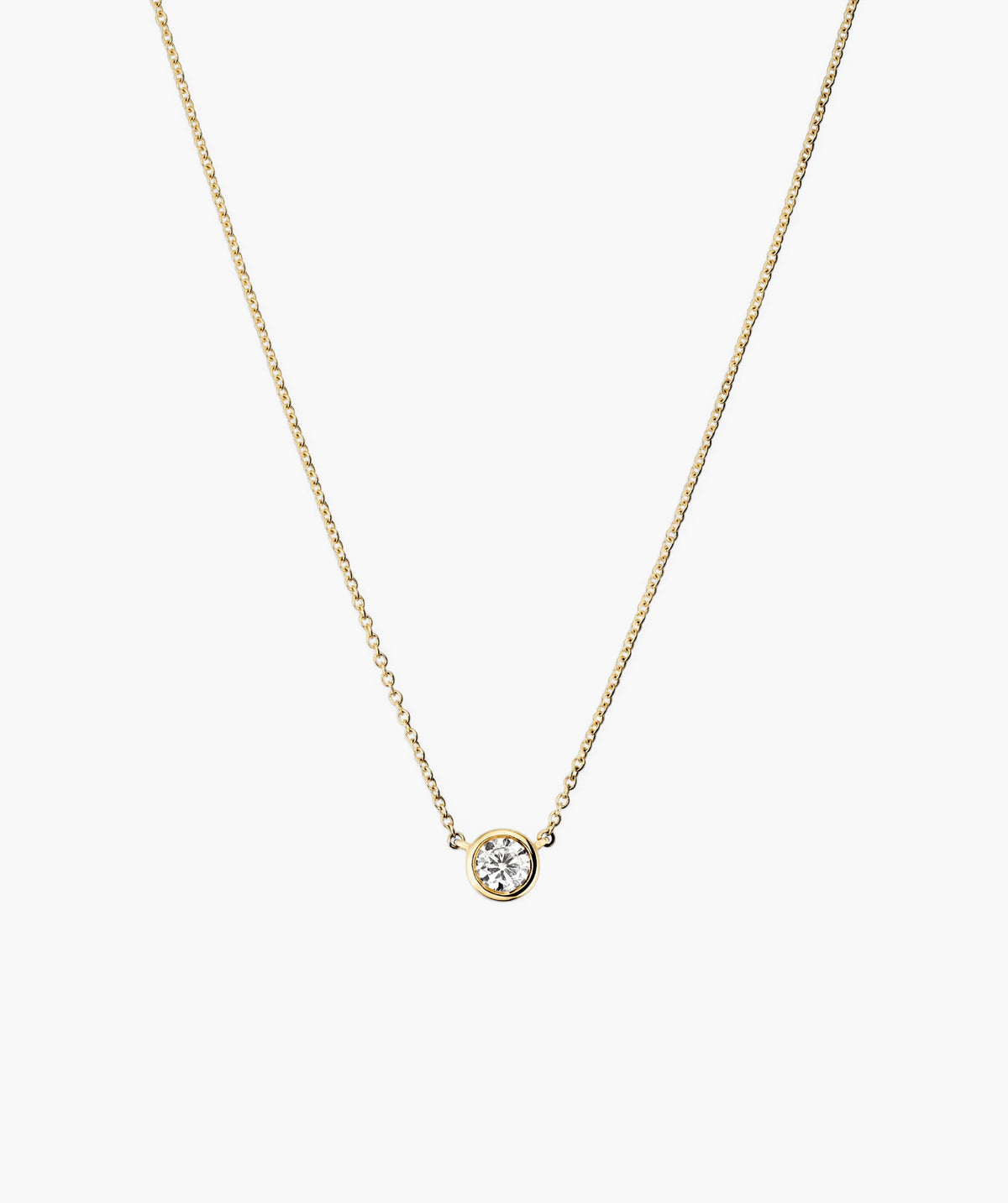 Bezel Lab Grown Diamond Necklace 0.25 ct-14k Yellow Gold / Lab Grown Diamond / 16-18 inches