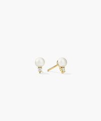 Lab Grown Sapphire Pearl Studs-18k Gold Vermeil / Pearl, Lab Grown Sapphire
