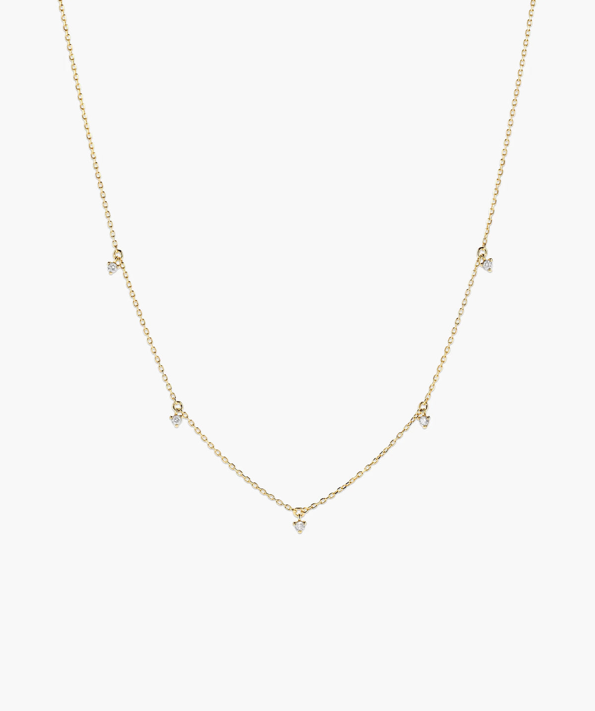 Multi Station Diamond Necklace-14k Yellow Gold / Natural Diamond / 14-16 inches