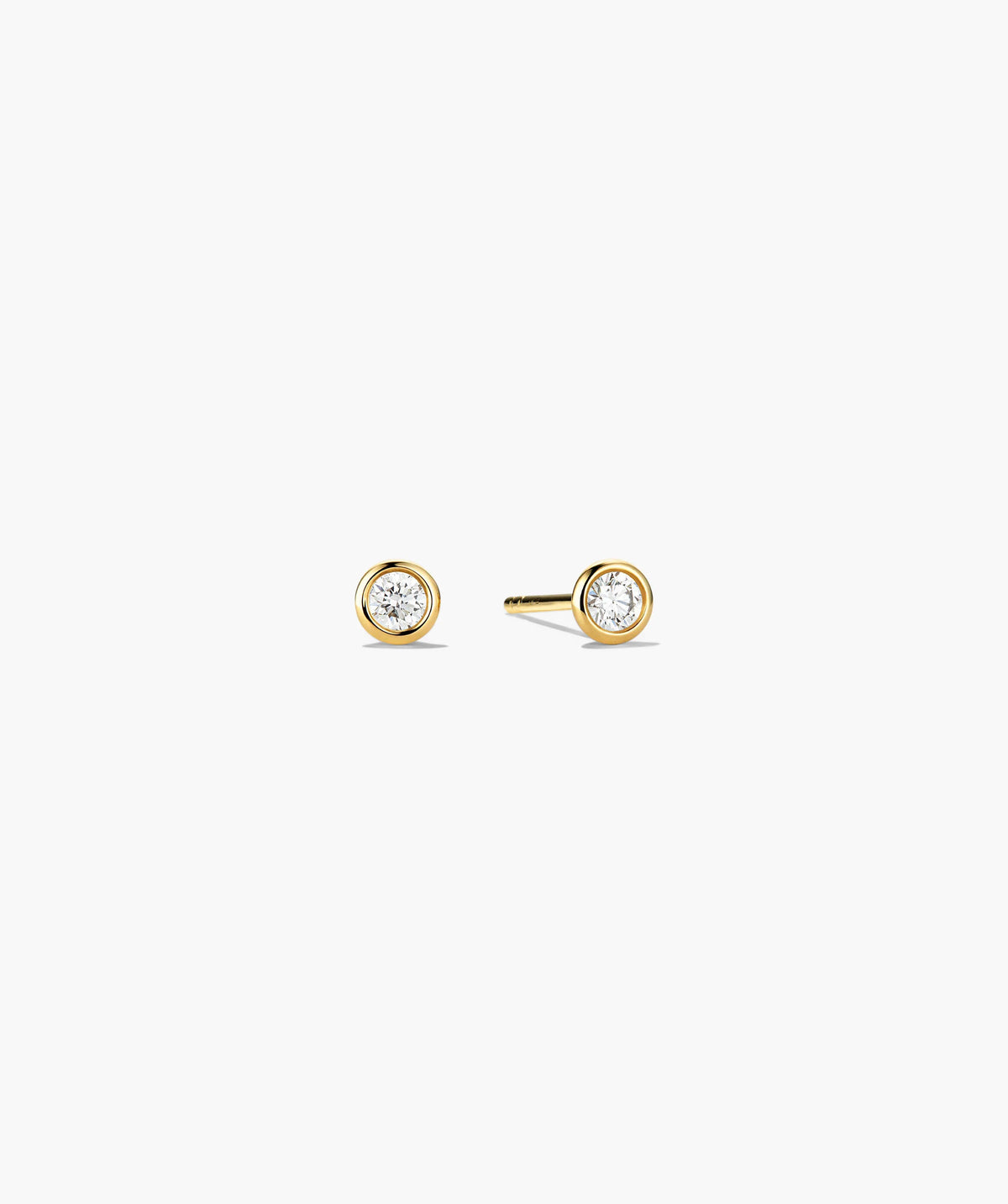 Mini Bezel Round Lab Grown Diamond Studs-14k Yellow Gold / Lab Grown Diamond