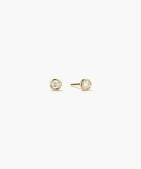 Mini Bezel Round Lab Grown Diamond Studs-14k Yellow Gold / Lab Grown Diamond