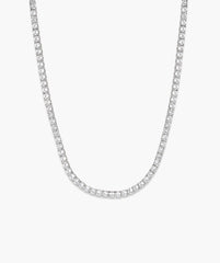 Lab Grown Sapphire Tennis Necklace-Sterling Silver / Lab Grown White Sapphire / 17.5 inches