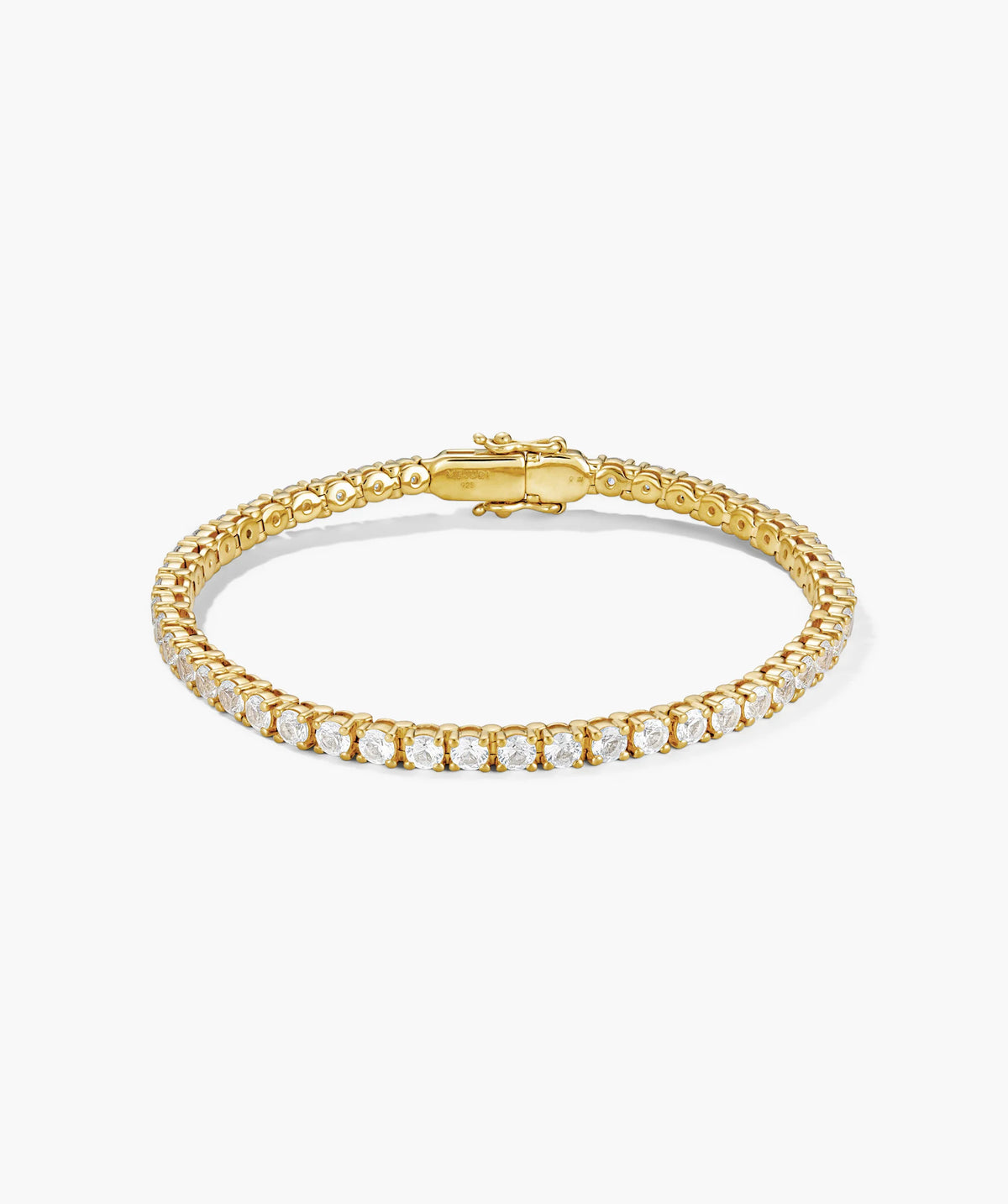 Lab Grown Sapphire Tennis Bracelet-18k Gold Vermeil / Lab Grown White Sapphire / 6.5 inches