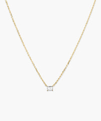 Lab Grown Sapphire Baguette Necklace-18k Gold Vermeil / Lab Grown White Sapphire / 16-18 inches