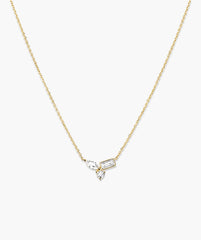 Lab Grown Sapphire Cluster Necklace-18k Gold Vermeil / Lab Grown White Sapphire / 16-18 inches