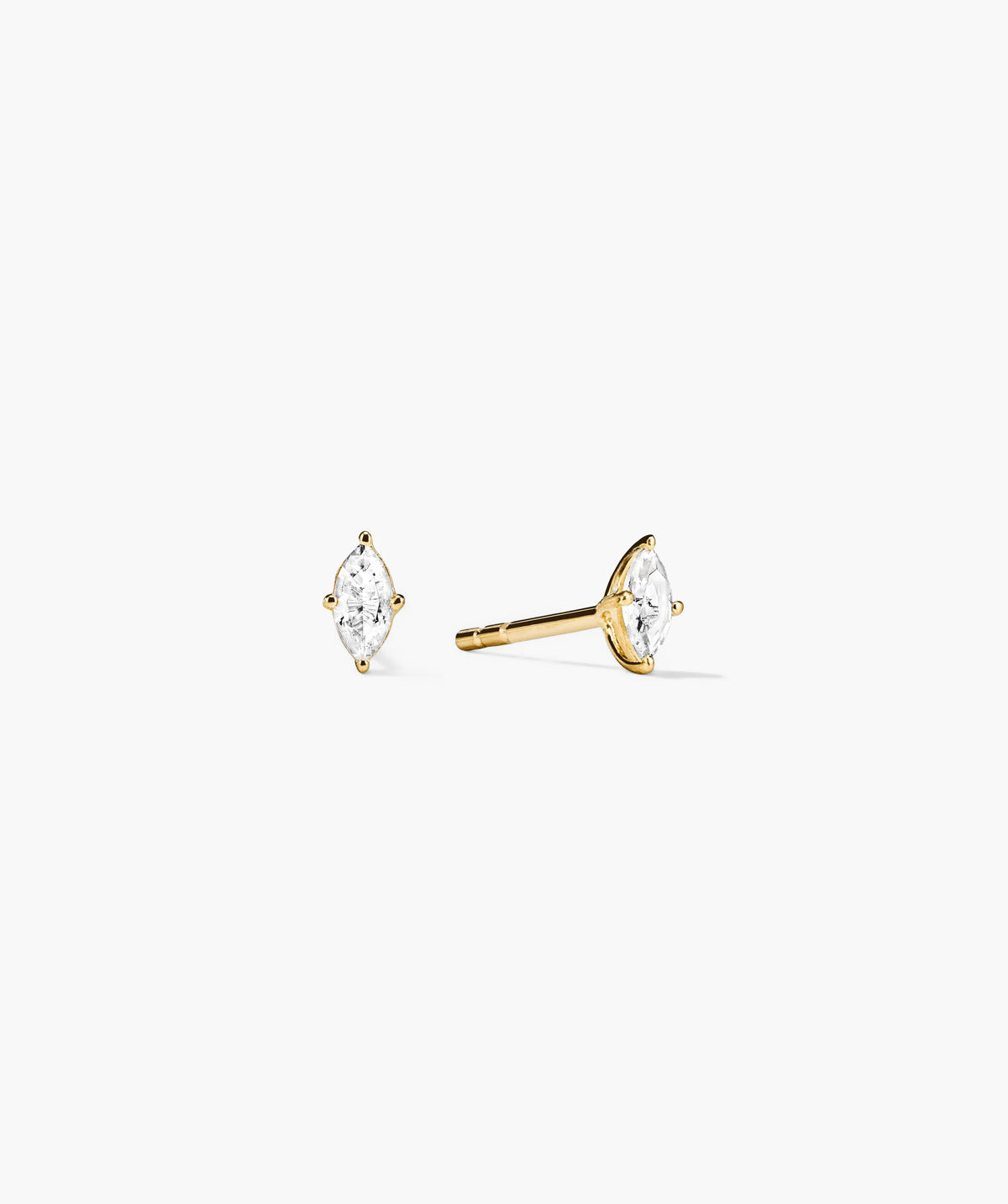 Lab Grown Sapphire Marquise Cut Studs-18k Gold Vermeil / Lab Grown White Sapphire