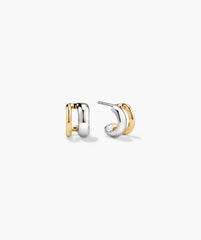 Duet Mixed Huggie Hoops-18k Gold Vermeil, Sterling Silver