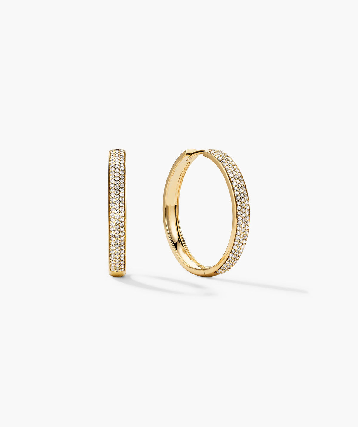 Bold PavÃ© Diamond Large Hoops-14k Yellow Gold / Natural Diamond