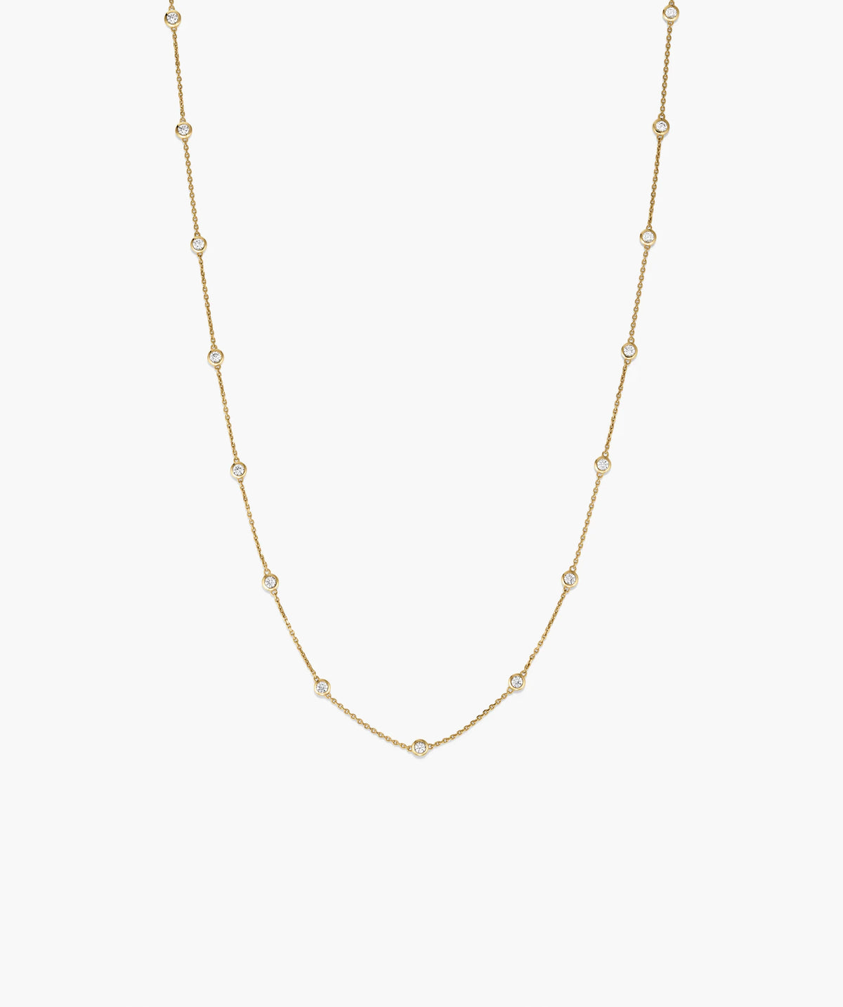 Lab Grown Sapphire Orbit Necklace-18k Gold Vermeil / Lab Grown White Sapphire