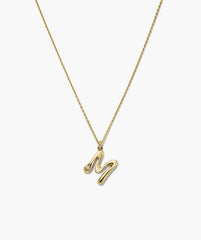 Organic DÃ´me Liquid Letter Pendant Necklace-18k Gold Vermeil, White Sapphire / D / 16-18 inches