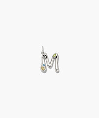 Organic DÃ´me Liquid Letter Pendant-Sterling Silver / Swiss Blue Topaz, Peridot, Lemon Quartz / E