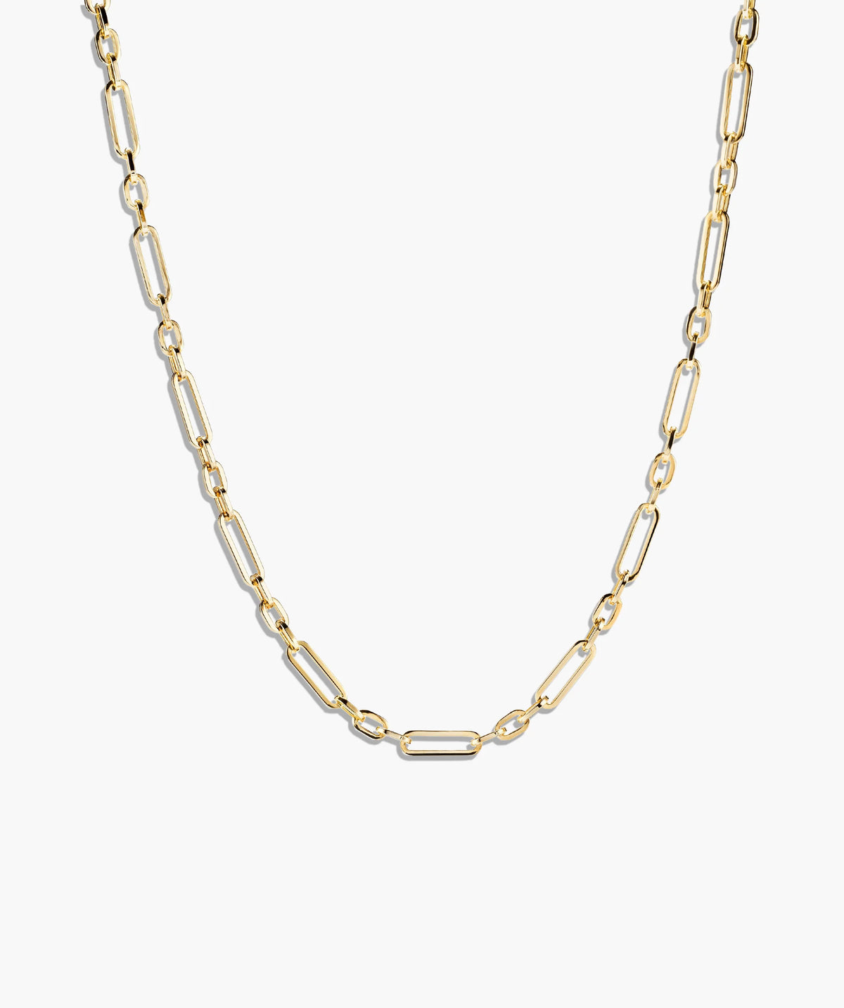 Triple Link Paperclip Chain Charm Necklace-14k Yellow Gold / 16 inches