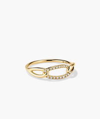 PavÃ© Diamond Oversized Curb Ring-14k Yellow Gold / Natural Diamond / 7