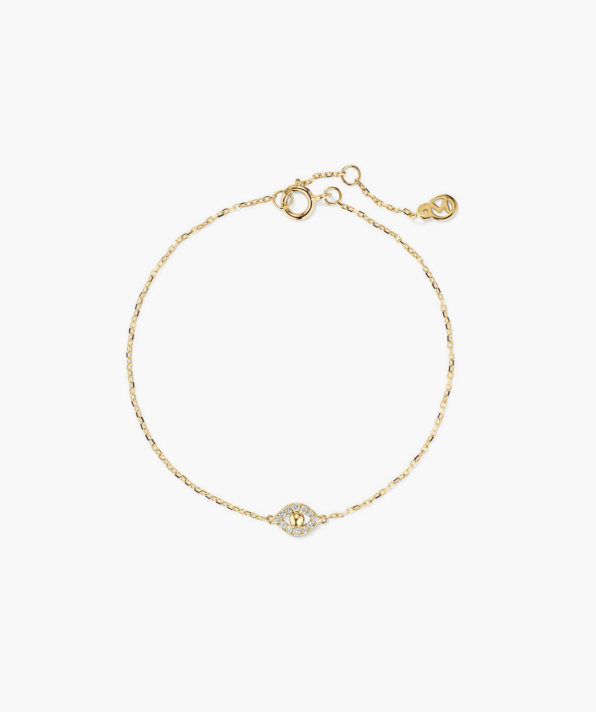 PavÃ© Diamond Evil Eye Bracelet-14k Yellow Gold / Natural Diamond / 7-8 inches