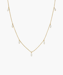 Tiny Pearl Station Necklace-18k Gold Vermeil / Pearl / 16-18 inches