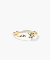 PavÃ© Diamond Star Open Ring-14k Yellow Gold / Natural Diamond / 7
