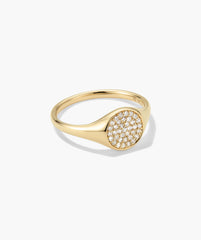 PavÃ© Diamond Signet Pinky Ring-14k Yellow Gold / Natural Diamond / 3