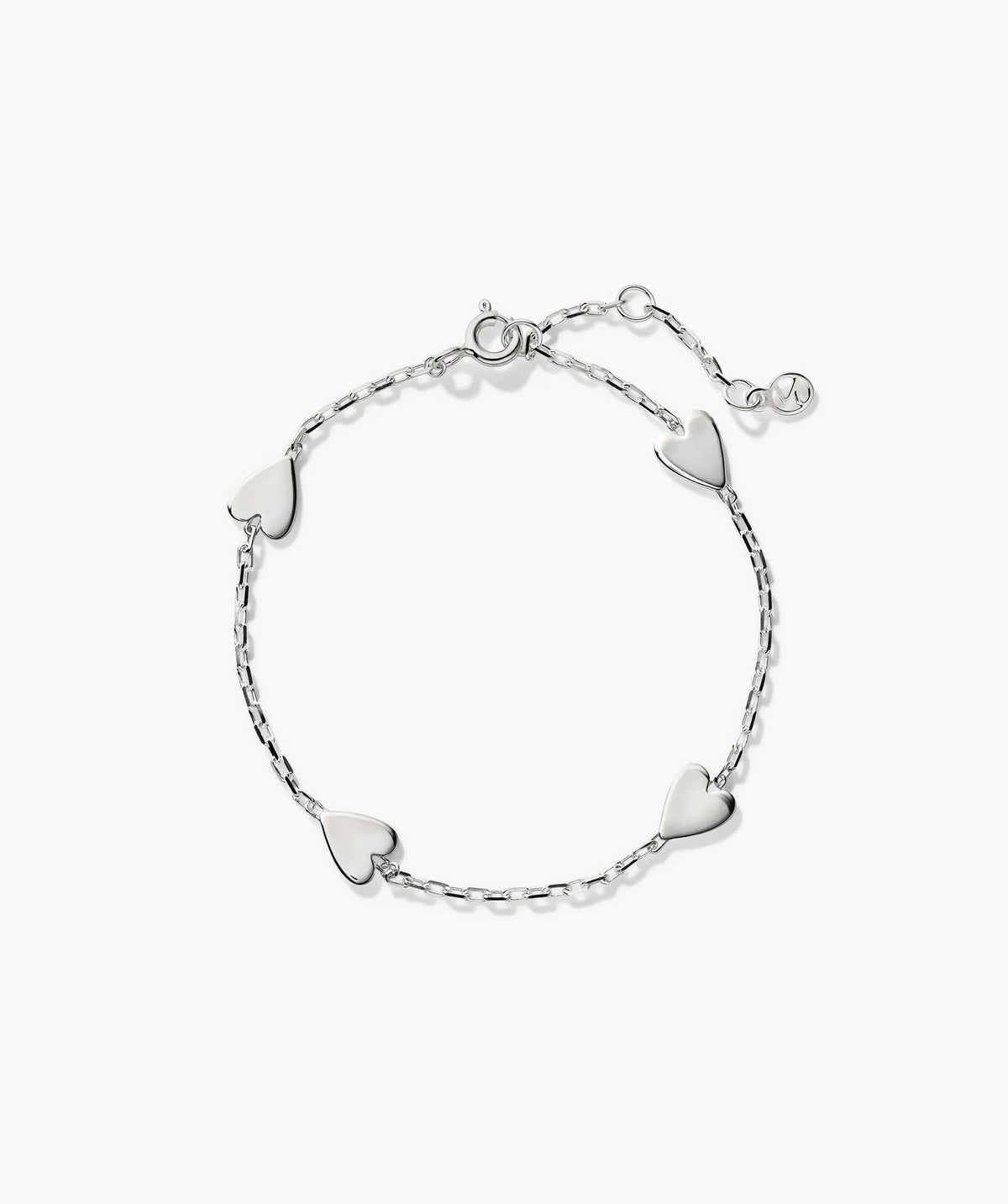 Heart Station Bracelet-Sterling Silver / 6-7 inches