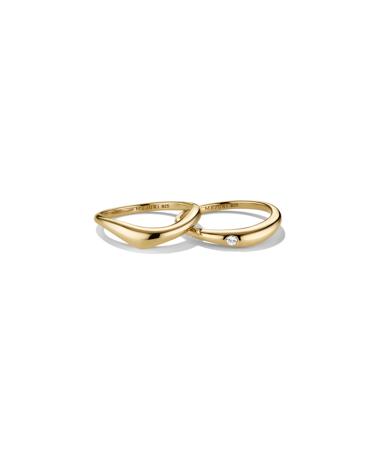 Organic DÃ´me Nesting Ring Set-18k Gold Vermeil / Lab Grown White Sapphire / 4