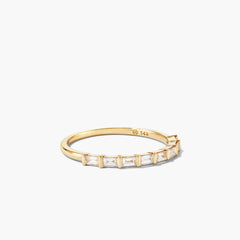Baguette Diamond Half Eternity Band-14k Yellow Gold / Natural Diamond / 7