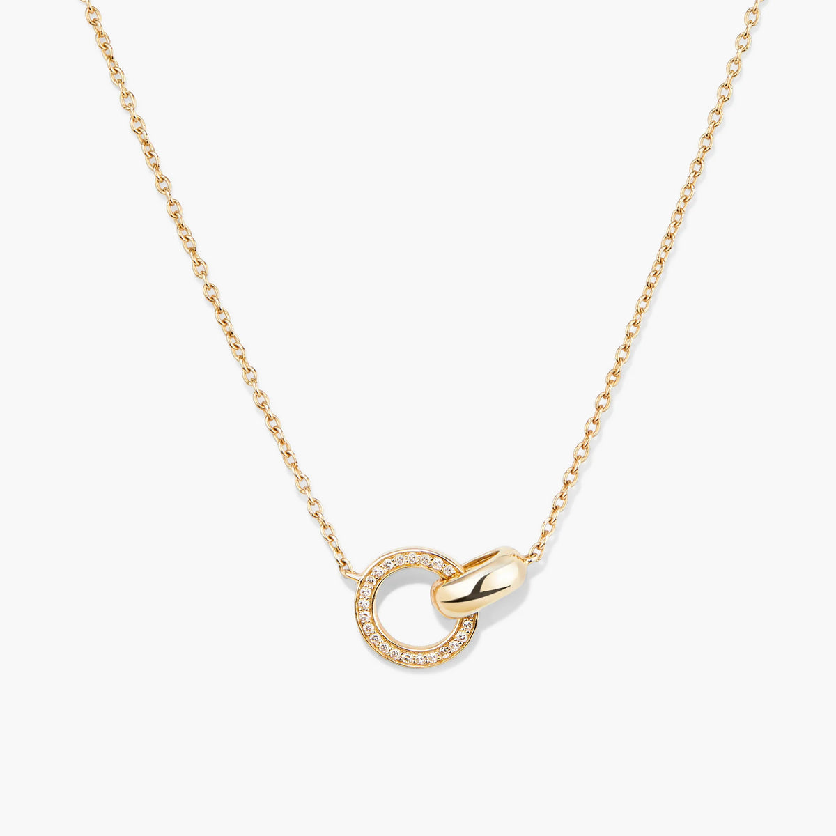 PavÃ© Diamond Linked Necklace-14k Yellow Gold / Natural Diamond / 16-18 inches