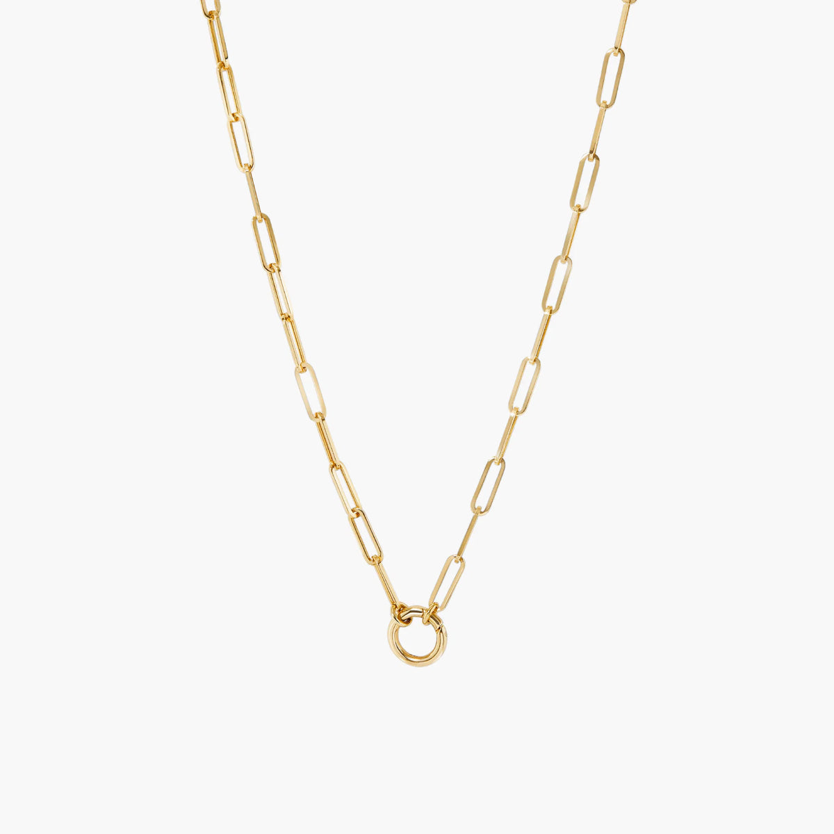 Paperclip Chain Charm Necklace-14k Yellow Gold / 20 inches