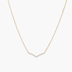 PavÃ© Diamond Wishbone Necklace-10k Yellow Gold / Natural Diamond / 15-17"