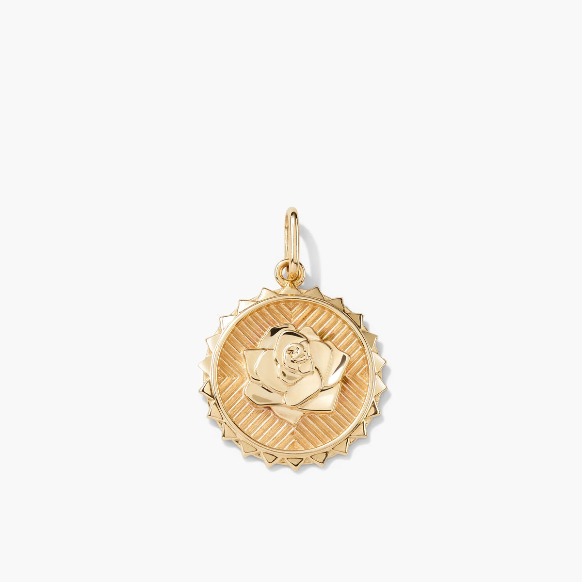 Strength: Rose Coin Charm Pendant-14k Yellow Gold