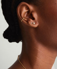 Mini Heart PavÃ© Diamond Stud Earrings-14k Yellow Gold / Natural Diamond
