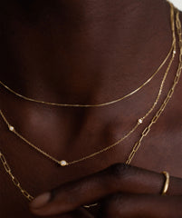 Multi Station Round Diamond Necklace-14k Yellow Gold / Natural Diamond / 16-18 inches