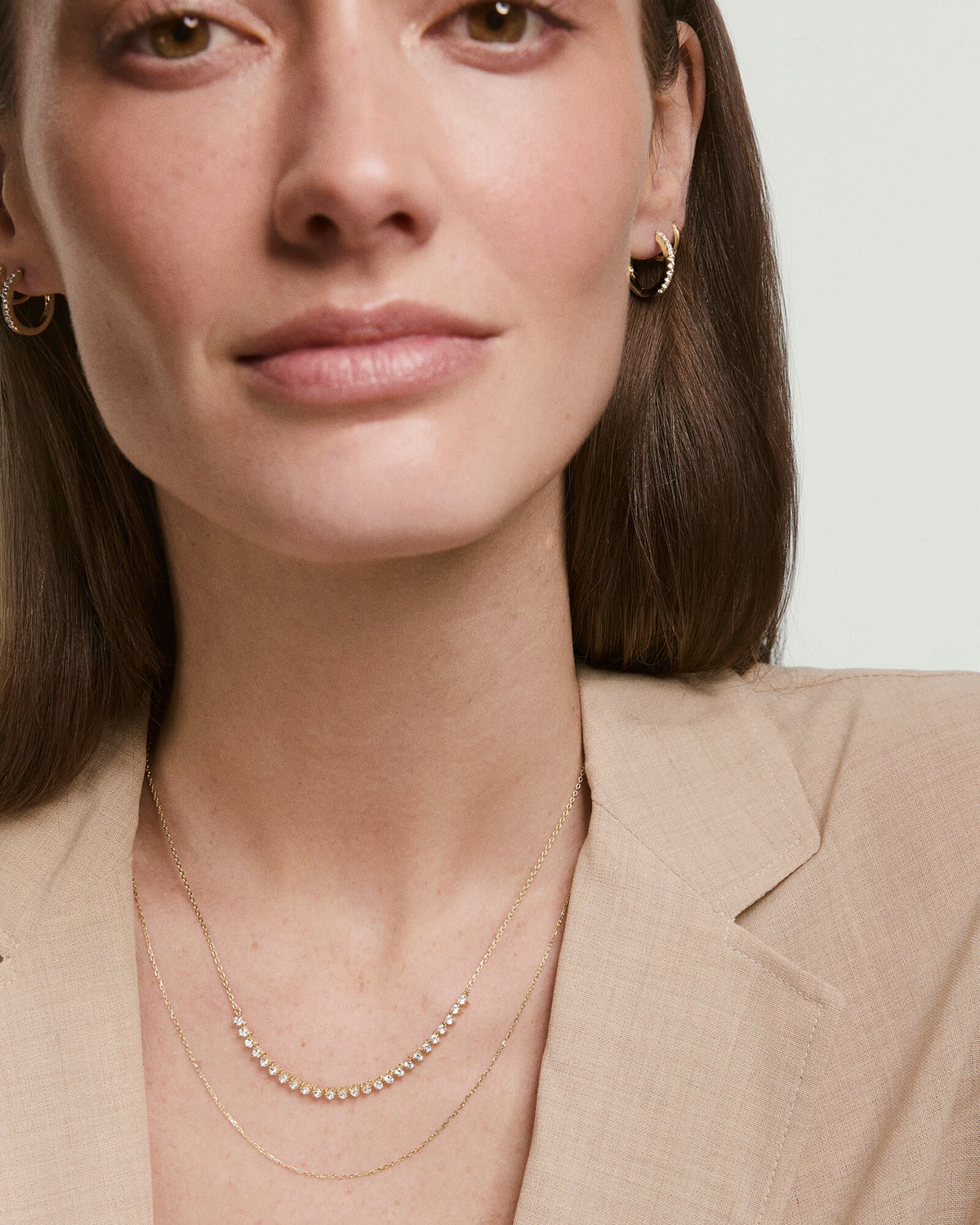 Lab Grown Sapphire Half Tennis Necklace-18k Gold Vermeil / Lab Grown Sapphire / 15-17 inches
