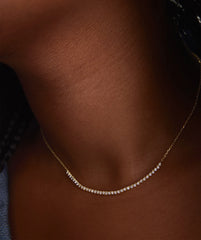 Diamond Half Tennis Necklace-14k Yellow Gold / Natural Diamond / 15-17 inches