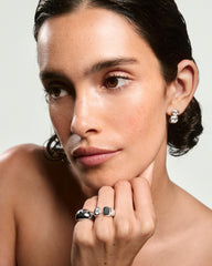 Noa Open Signet Ring-Sterling Silver / Lab Grown White Sapphire / 5