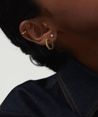 Piercing Studio - Single Round Diamond Flat Back Stud-14k Yellow Gold / Natural Diamond