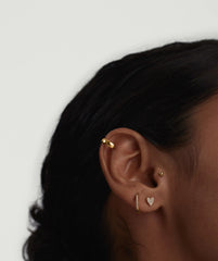 Piercing Studio - Single PavÃ© Diamond Heart Flat Back Stud-14k Yellow Gold / Natural Diamond