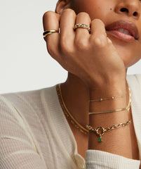 Large Square Oval Chain Charm Bracelet-14k Yellow Gold / 6 inches