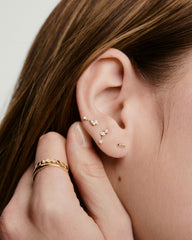Single Spheres Bar Stud-14k Yellow Gold / Flat Back