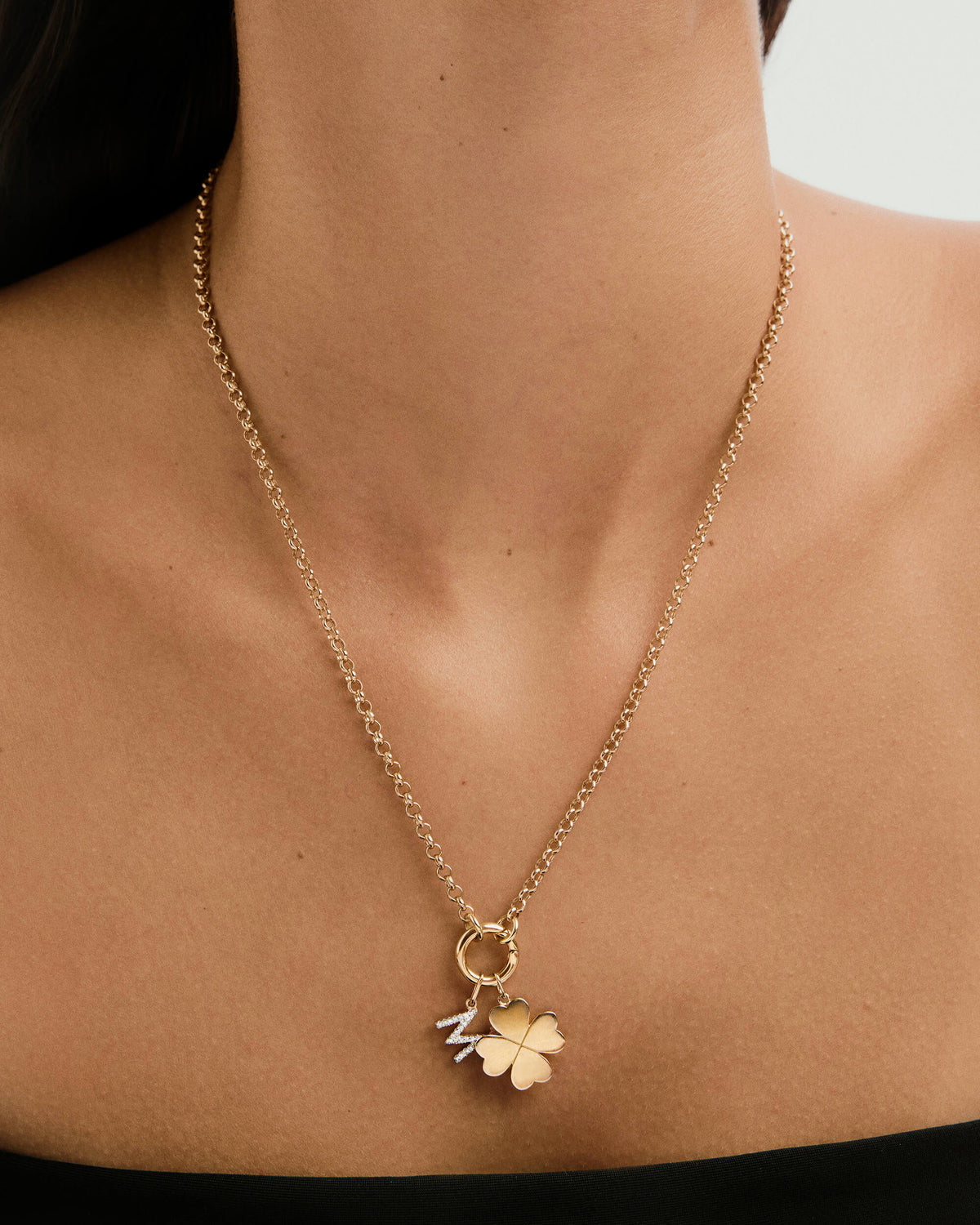 Flat Clover Charm-14k Yellow Gold