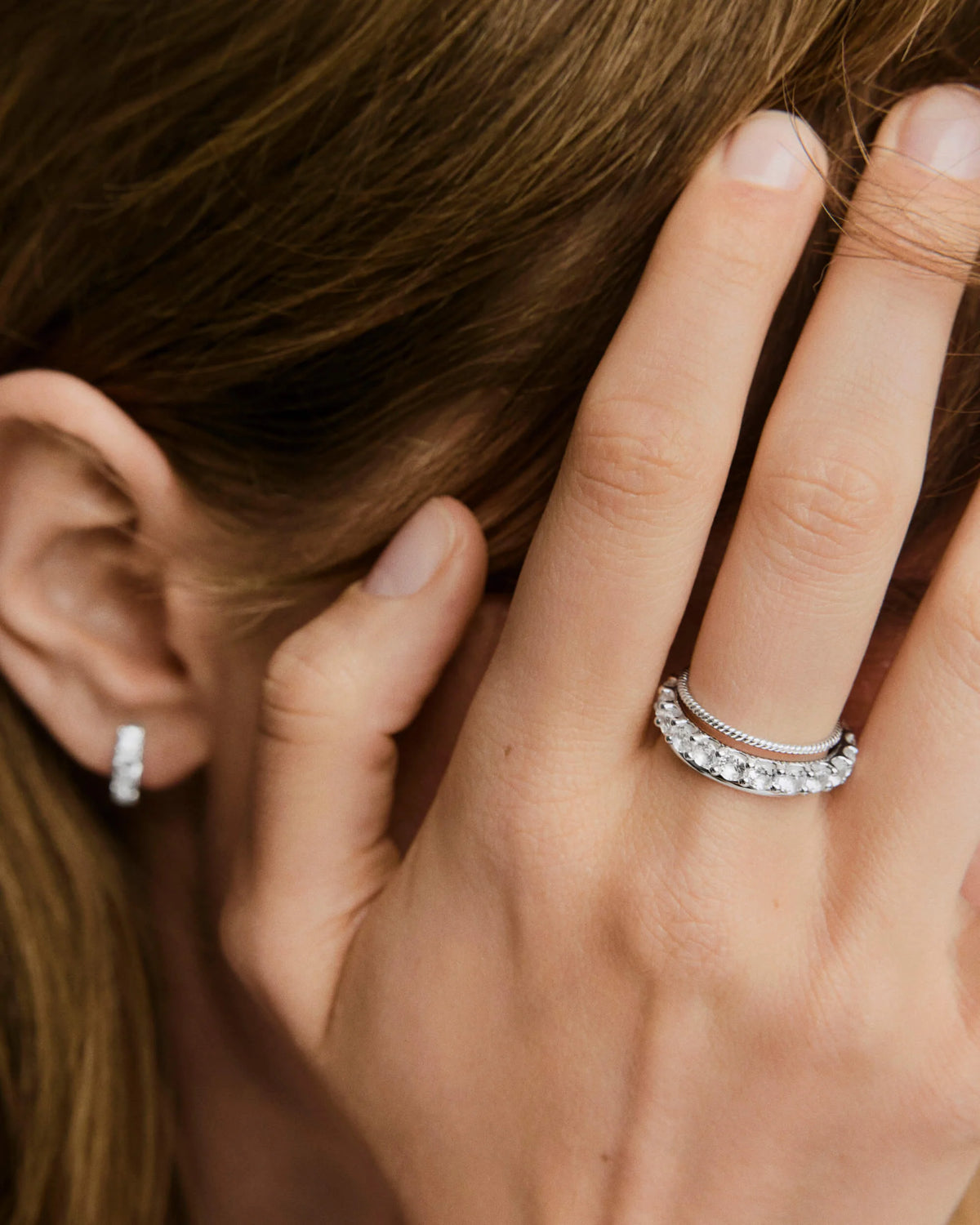 Aurora Lab Grown Sapphire Eternity Ring-Sterling Silver / Lab Grown White Sapphire / 10