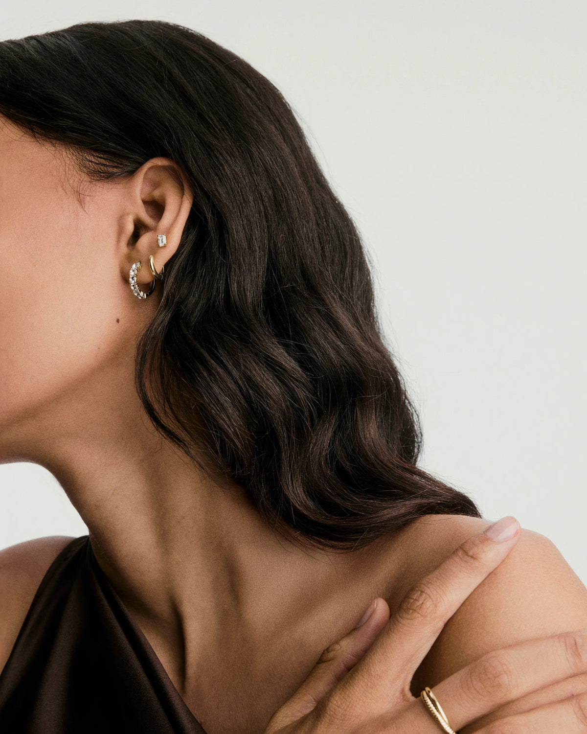 Lab Grown Sapphire Small Hoops-18k Gold Vermeil / Lab Grown White Sapphire