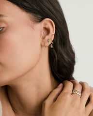 Single Trio Chain Stud-14k Yellow Gold / Lab Grown Emerald