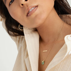 Linked Gemstone Necklace-14k Yellow Gold / Green Aventurine / 16-18 inches