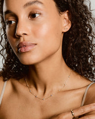 Lab Grown Sapphire Orbit Necklace-18k Gold Vermeil / Lab Grown White Sapphire