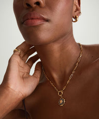 Triple Link Paperclip Chain Charm Necklace-14k Yellow Gold / 16 inches