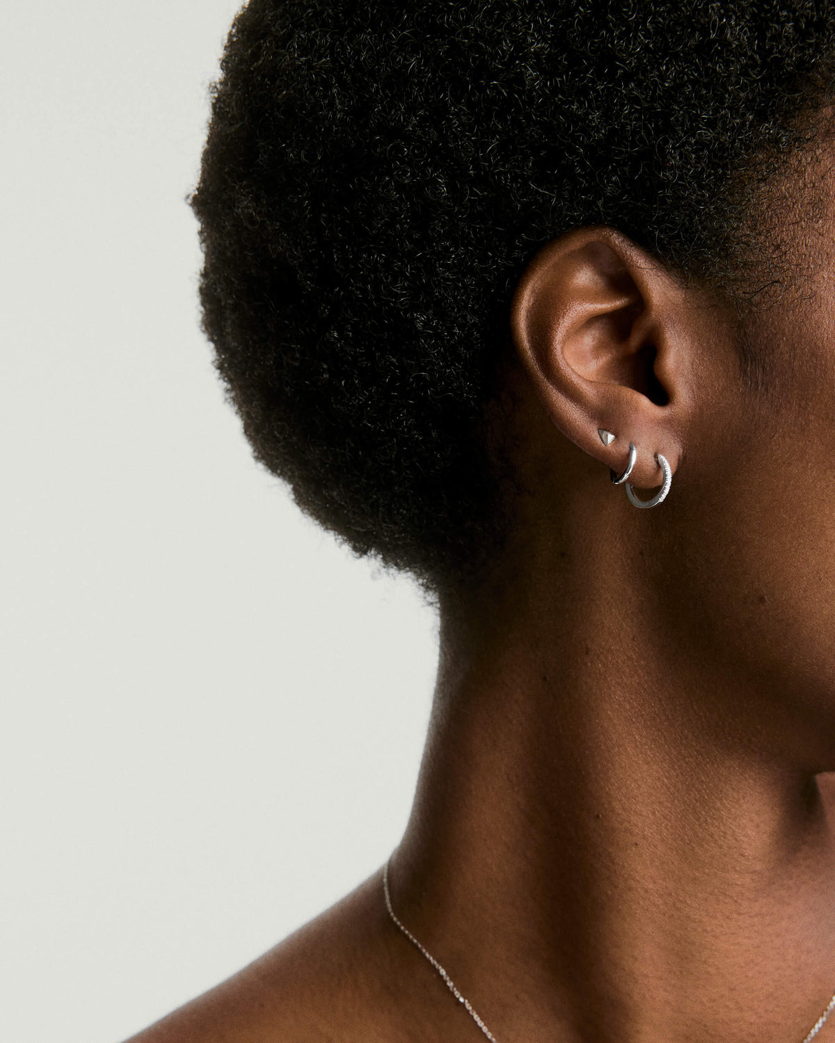 Piercing Studio - Single Puffy Pyramid Flat Back Stud-14k White Gold