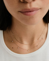 Multi Station Diamond Necklace-14k Yellow Gold / Natural Diamond / 14-16 inches