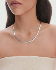 Bold Herringbone Chain Necklace-Sterling Silver / 20 inches