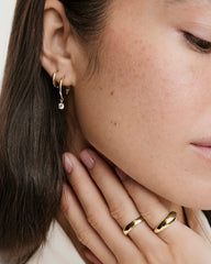 Round Lab Grown Sapphire Hoops-18k Gold Vermeil / Lab Grown Sapphire